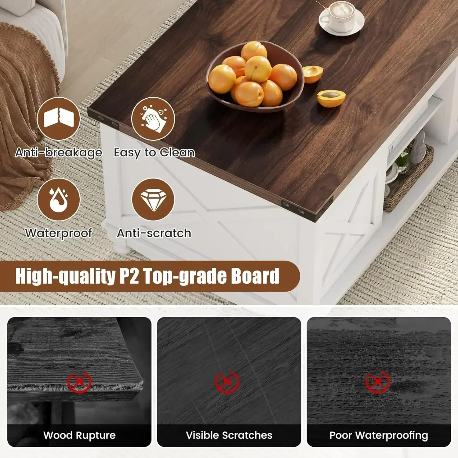 [Новое поступление, бесплатная доставка! ]Горячая распродажа, 48-дюймовый журнальный столик с подъемным верхом для фермерского дома и раздвижной дверью сарая для хранения и большой скрытой