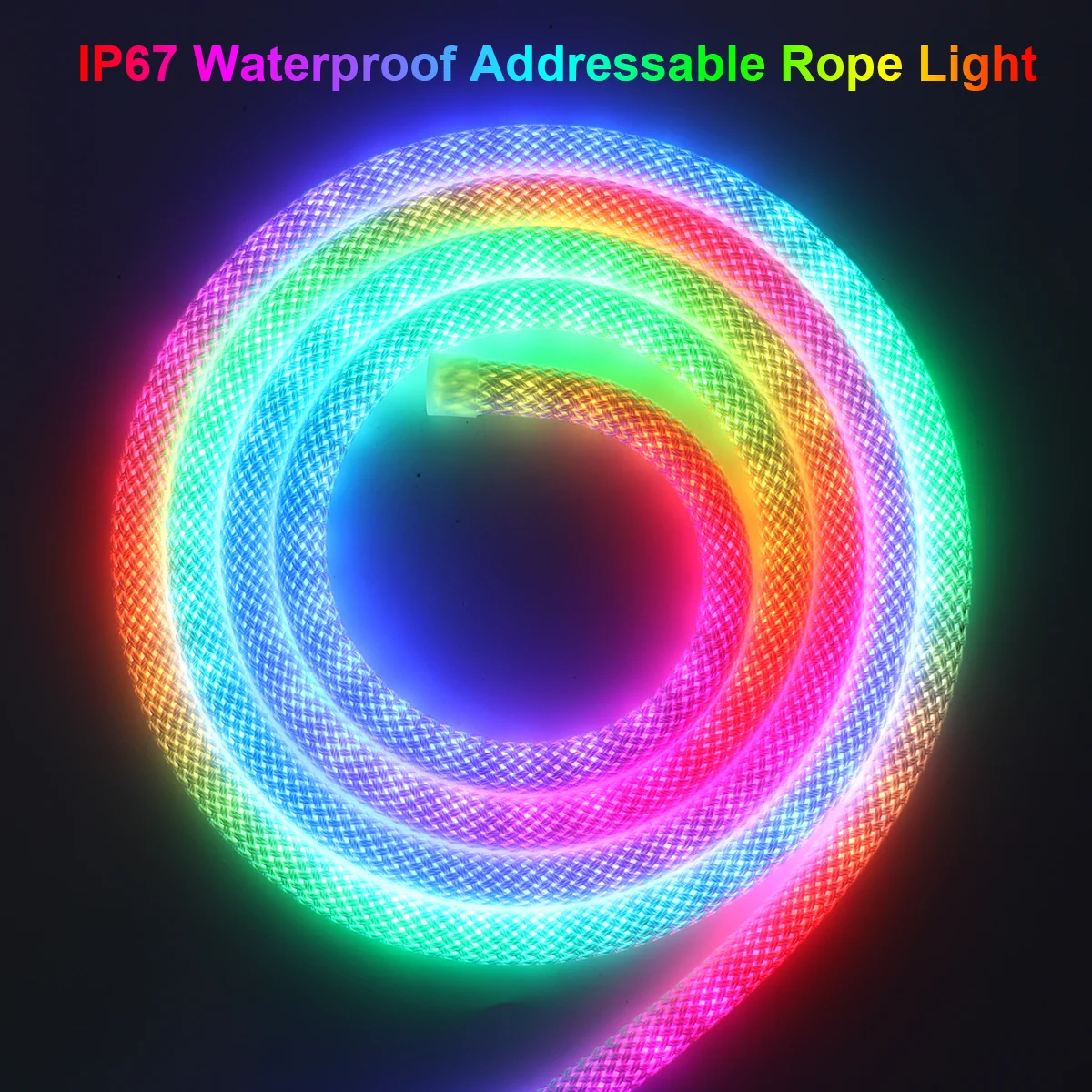 

IP67 Addressable Waterproof Rope Light Rainbow Dream Color Smart Pixel Round LED Strip 360 Degree Bright 5V USB App Control