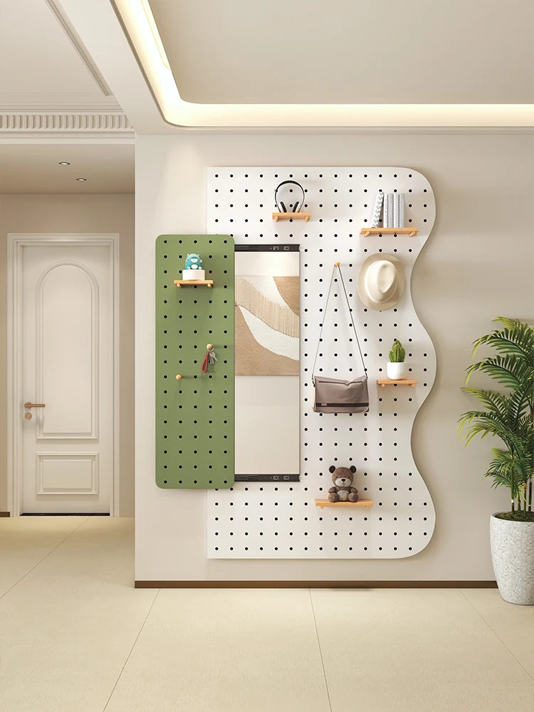 Placa de furo de madeira maciça espelho de comprimento total integrado espelho push-pull invisível entrada personalizada móvel montado na parede de comprimento total