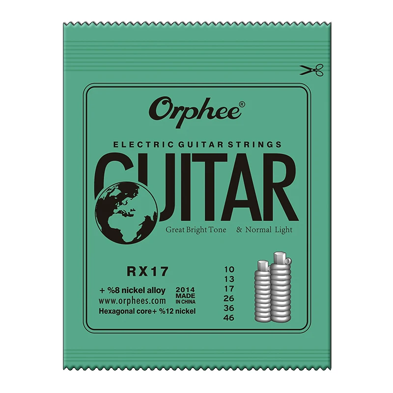 10sets Orphee RX17 (010-046) Great Bright Tone & Normal Light Electric Guitar Strings Set 6pcs/set Guitar Accessories