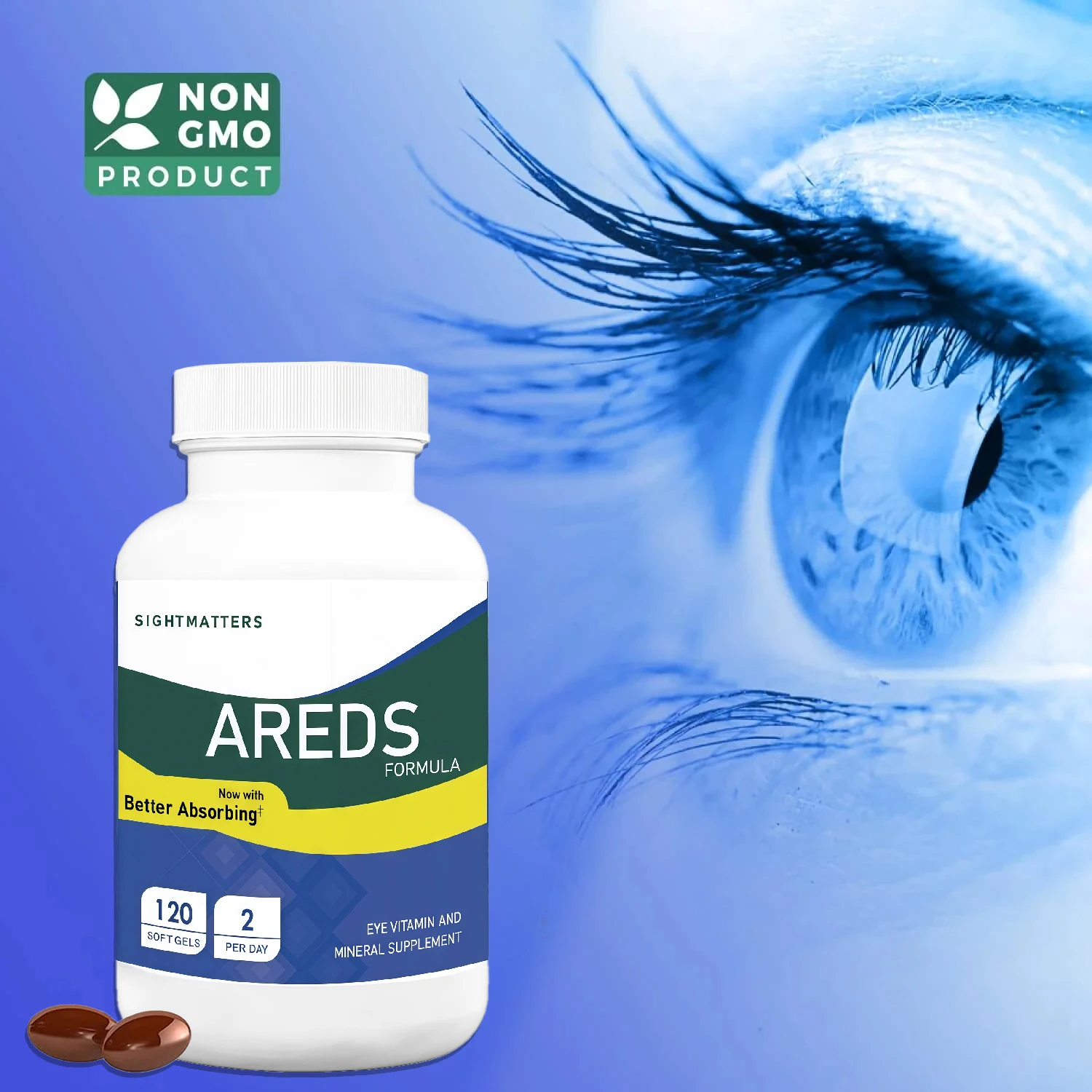 

AREDS 2 Eye Vitamins & Mineral, Lutein and Zeaxanthin Supplement with Vitamin C, Vitamin E, Zinc, Copper, 120 Mini Softgels