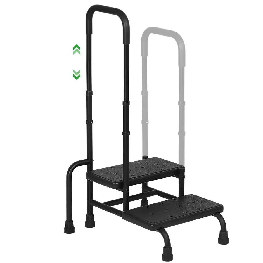 

Step Stool with Handle, 2Step Stools with Adjustable Handrail amp Reinforced Leg, Bedside Stair Stool for Adults Elderly Childre