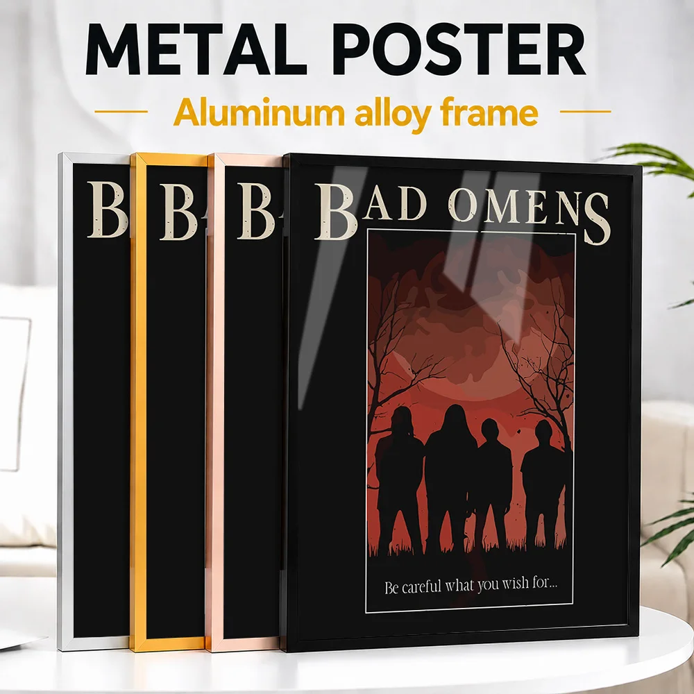 Bad Omens Band Metal Poster With Aluminum Alloy Frame Personalized Typographic Wall Art For Listening Lounge And Home Studio