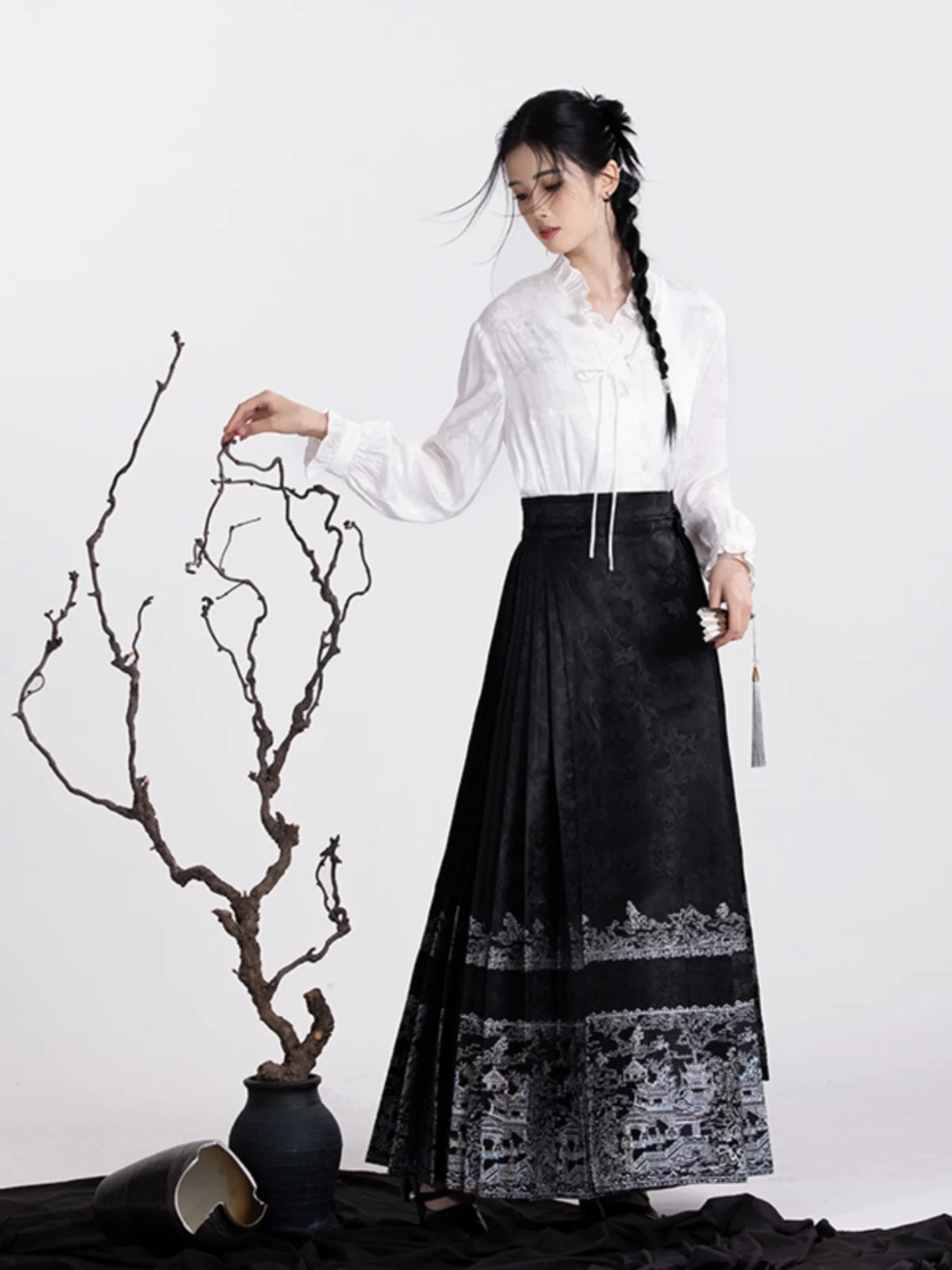 jupe-plissee-bleue-traditionnelle-chinoise-pour-femme-style-hanfu-longueur-mi-cuisse-star-river-han-song-nouvelle-arrivee-2026-s