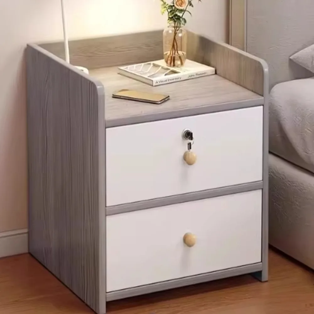 Home bedside table Bedroom furniture modern small bedside table with drawers and locks storage cabinet bedroom small cabinet