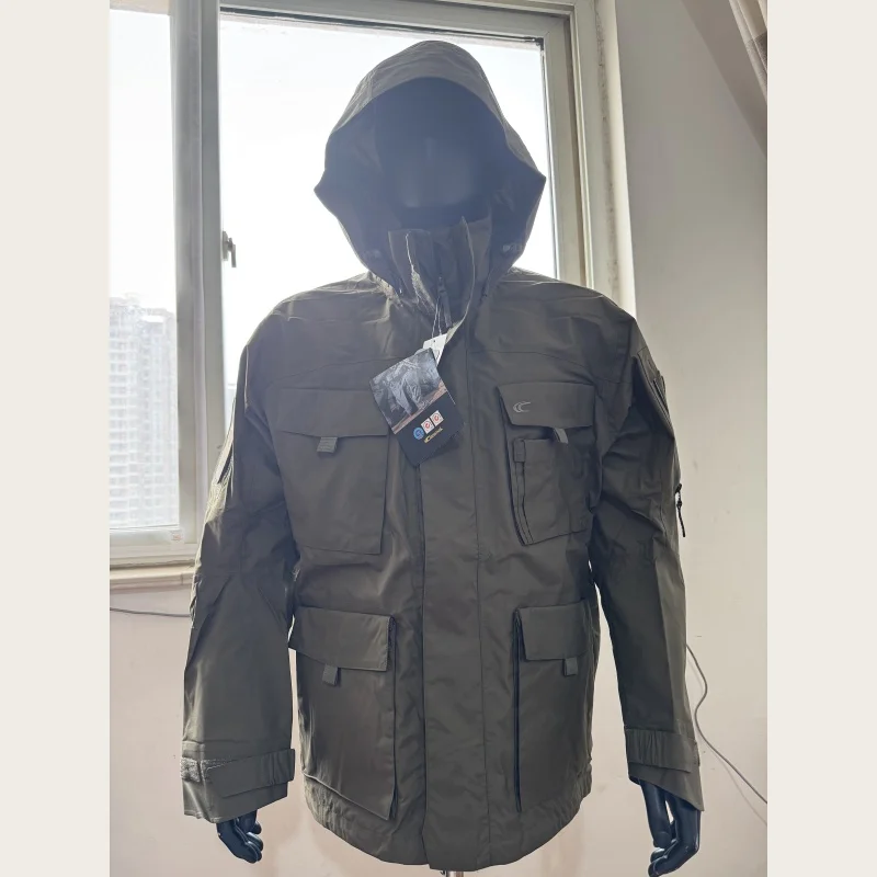 TRG Tactical Multi Pocket Hard Shell Adhesive Charge Coat Waterproof and Breathable