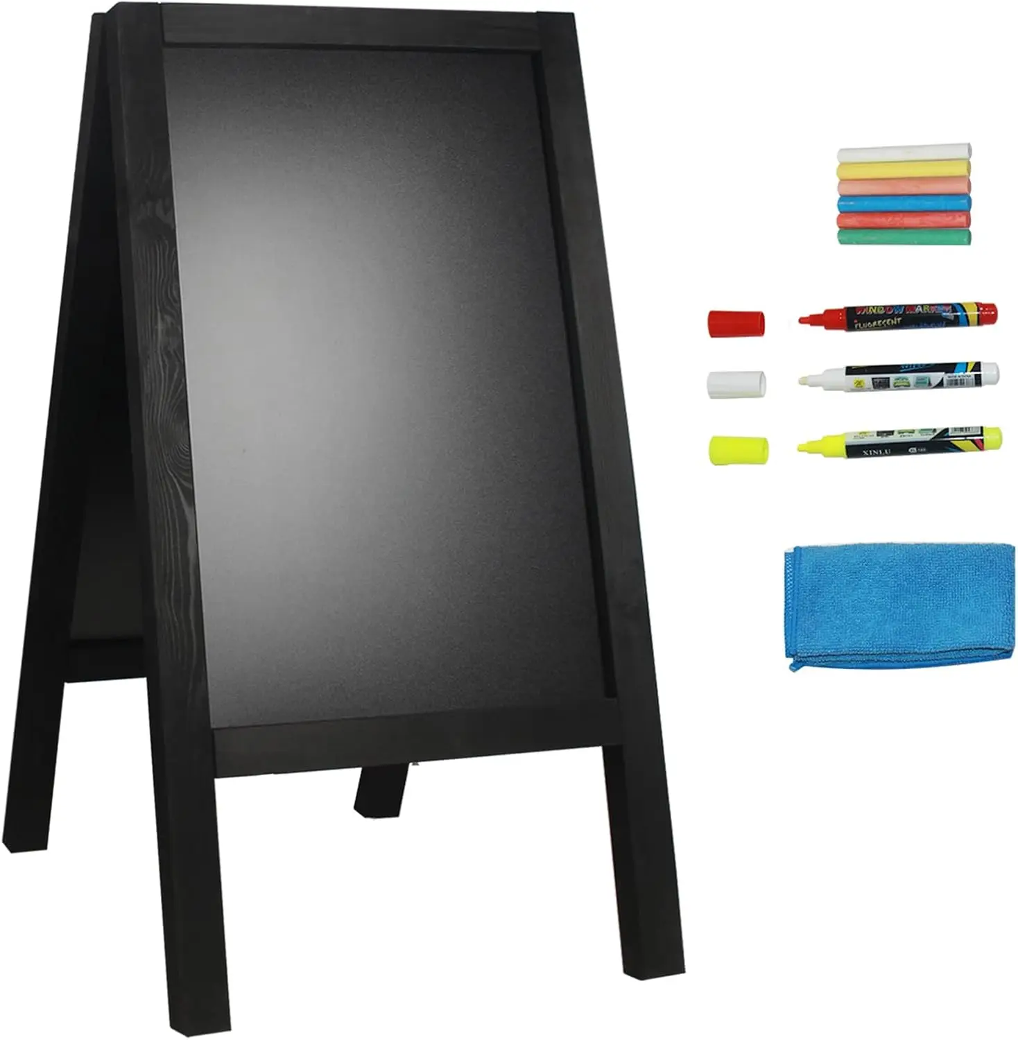 

Двусторонняя меловая доска-табличка 40x20'' с А-образной подставкой для жидкого и твердого мела для кафетериев, уличных мероприятий, ресторанов