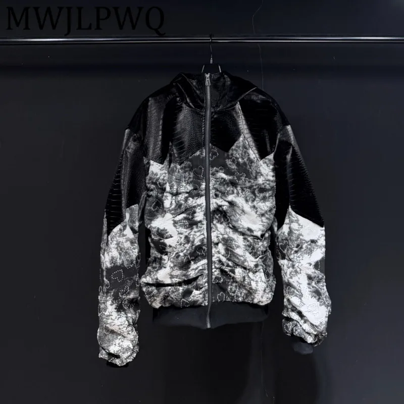 

MWJLPWQ модные дизайнерские пальто из искусственной кожи для мужчин и женщин, зимние тонкие топы, уличная куртка с капюшоном и воротником-стойкой 12883