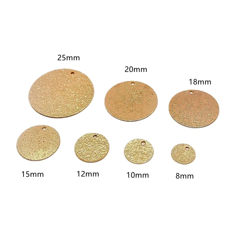 White K Gold Color Round Metal Slice Pendant Charms Necklace Earrings Accessories Supplies for Jewelry Making Diy Material 10pcs