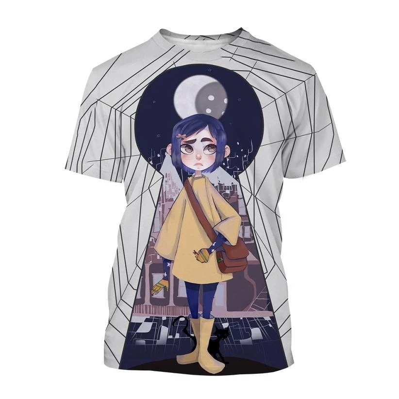 Coraline & the Secret Door 3D T-Shirt Thriller Horror Anime Movie Unisex Personality Coraline Print Short Sleeve Top