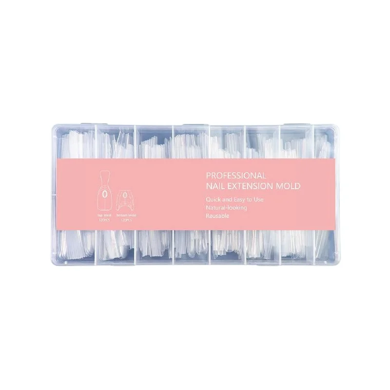 Coffin Nail Dual Forms Acrylic Nail Molds Sandwich Design 240pcs 15 Sizes DIY Manicure Extension Set
