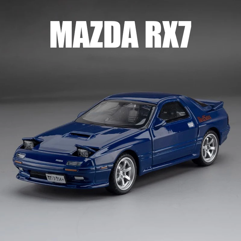 Mazda RX7 FC INITIAL D MX5 Mazda modelo de aleación, coche de juguete fundido a presión de Metal, sonido y luz, vehículo de juguete para niños, 1:32