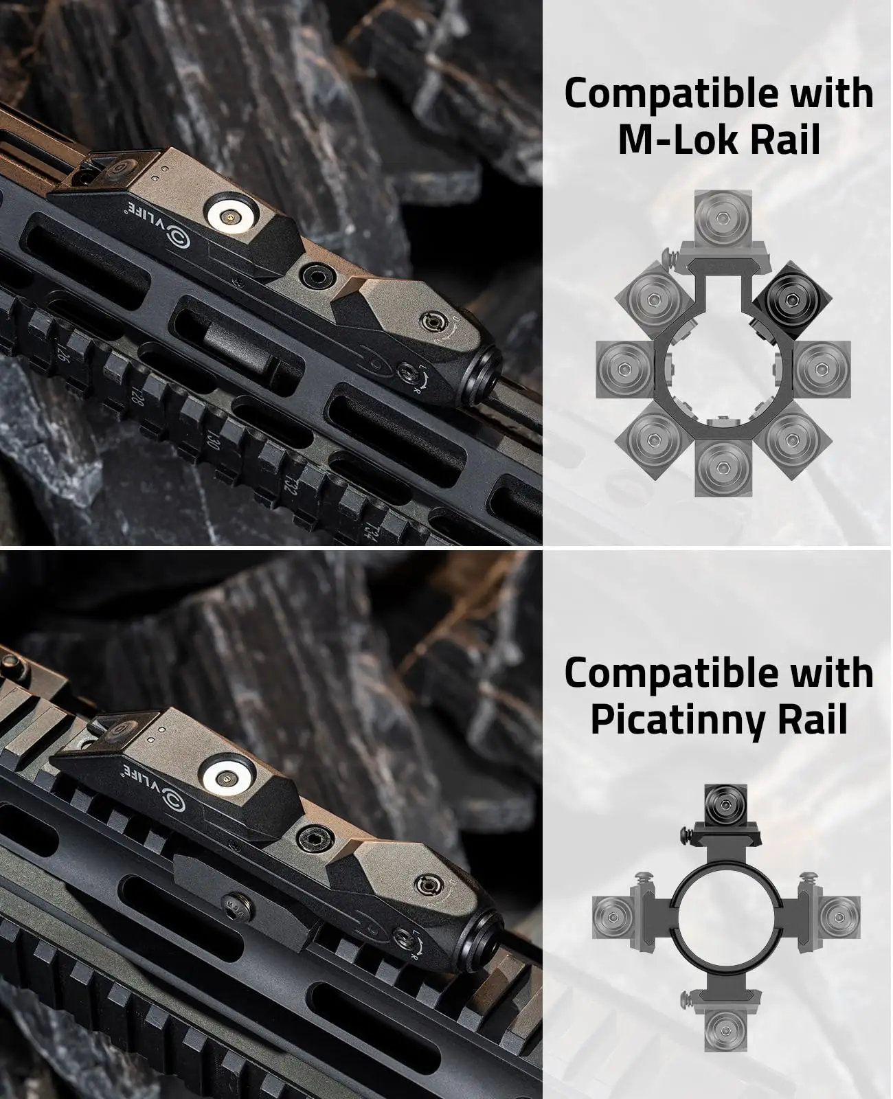 بندقية CVLIFE بالليزر الأخضر متوافقة مع مشاهد M-Lok وPicatinny Rail التكتيكية مع مغناطيسي قابل لإعادة الشحن للصيد