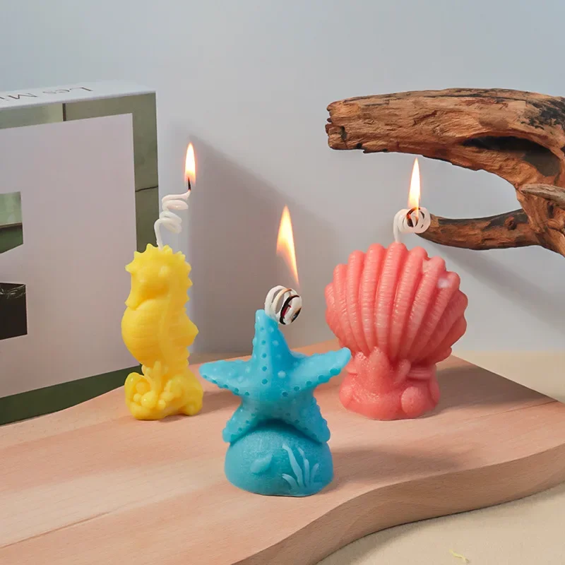 Sea Horse Silicone Molds Starfish Shell Ocean Series Candle Mold Handmade Soap Plaster Resin Craft Casting Mould Home Decor