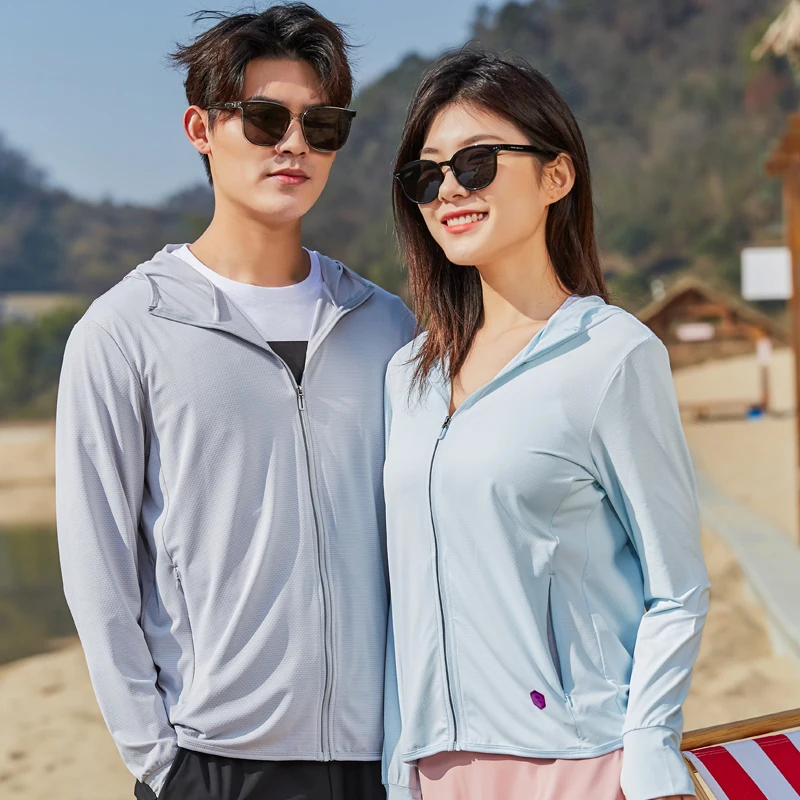 

Светоотражающая куртка для ночного бега UPF50+ Толстовка для пар с манжетами с отверстием для большого пальца Скрытый карман Защита от солнца