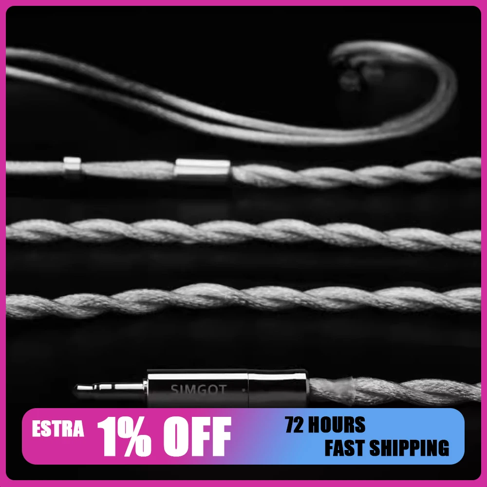 

Кабель для наушников SIMGOT LC7, аудиокабель со сменными позолоченными разъемами: 3,5 мм односторонний / 4,4 мм симметричный