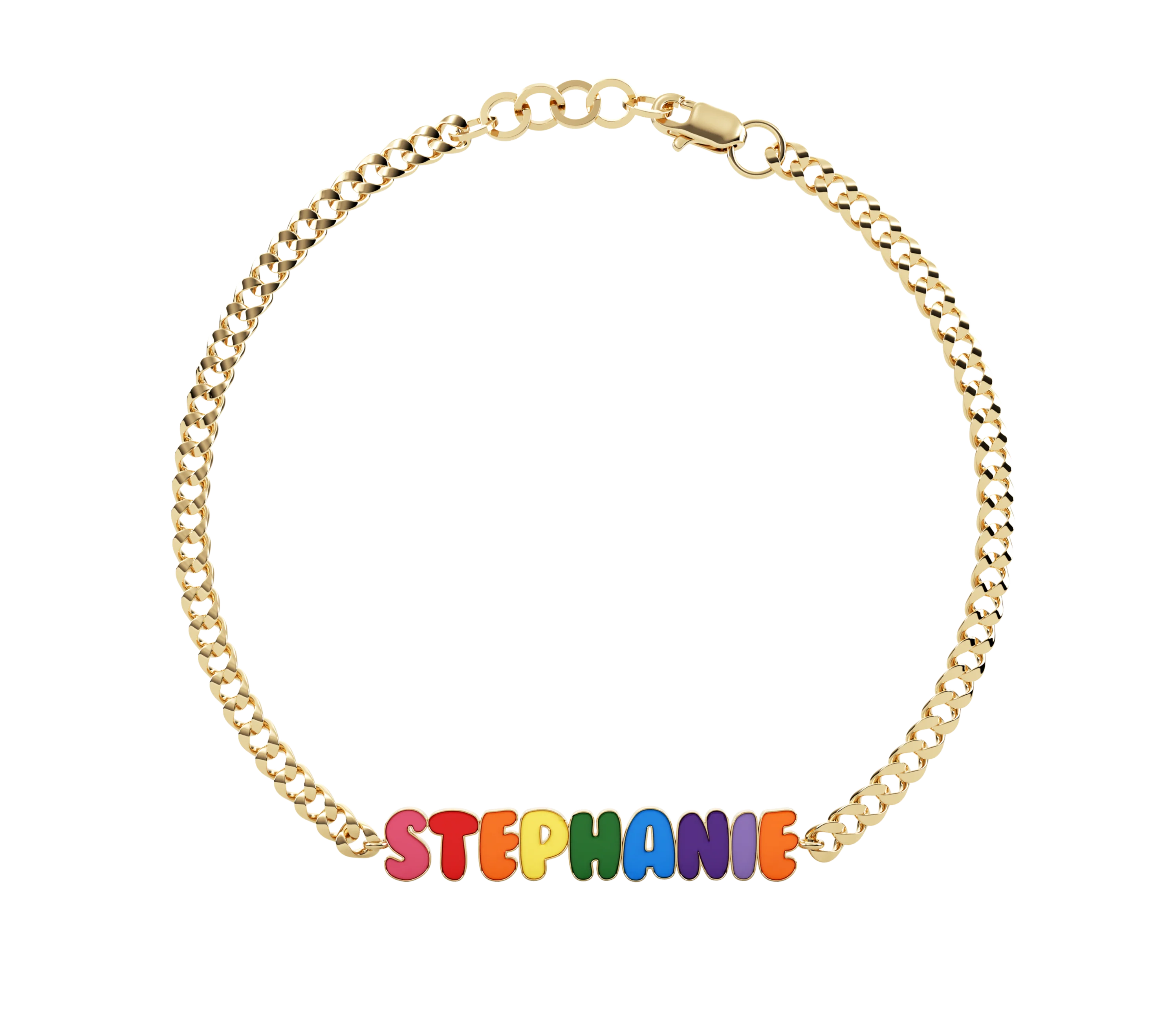 

Enamel Personalized Name Bracelet Stainless Steel Name Bracelet Cuban Chain Bracelet Gift For Her Gift For A Daughter