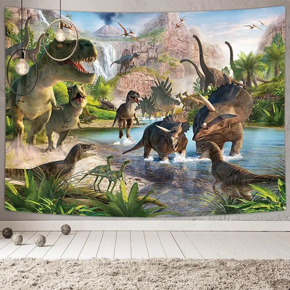 Dinosaur Tapestry Room Decor,Jurassic Ancient Animals Tapestry,Nature Forest Tapestry Wall Hanging Bedroom Living Room Dorm Room