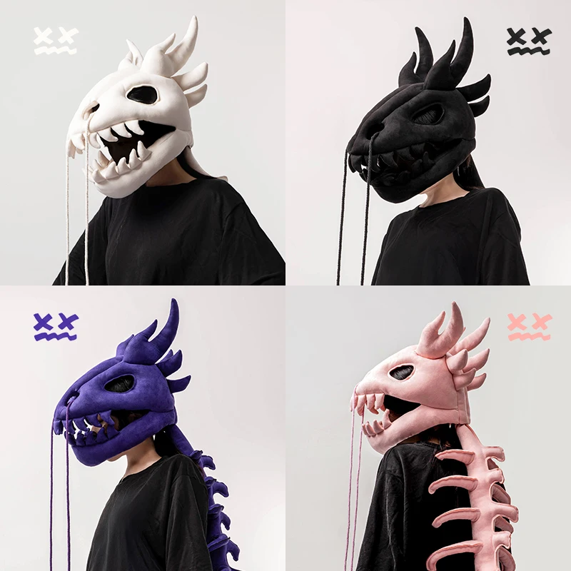 

Genuine Spot New Dinosaur Skeleton Plush Toys High Quality Fashion Dress Mask Hood Adult Children'S Fun Toys Birthday Gift