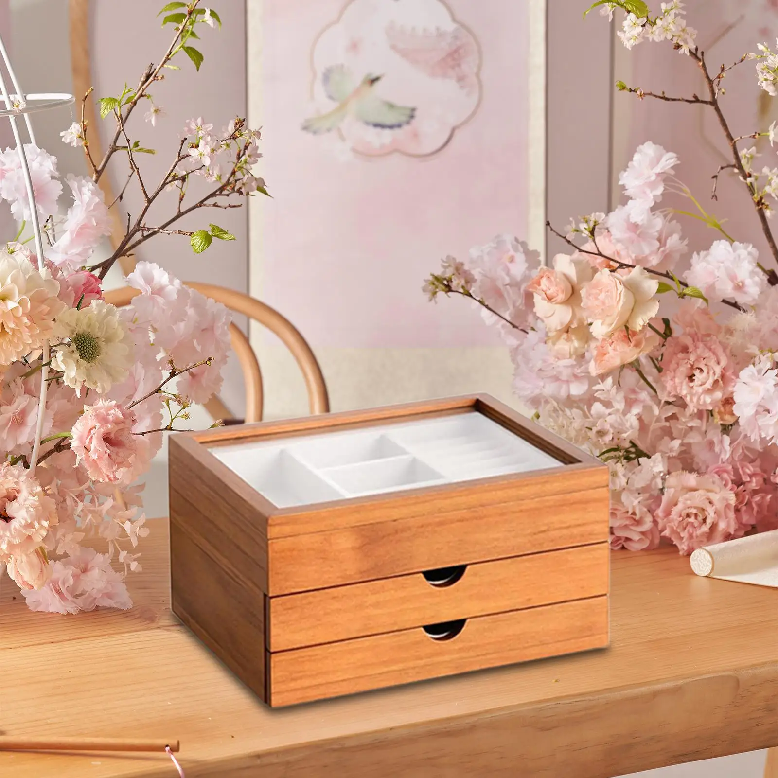 

3 Layer Jewelry Storage Box with Compartments for Women Container Display Case Showcase Jewelry Organizer for Ear Studs Earrings