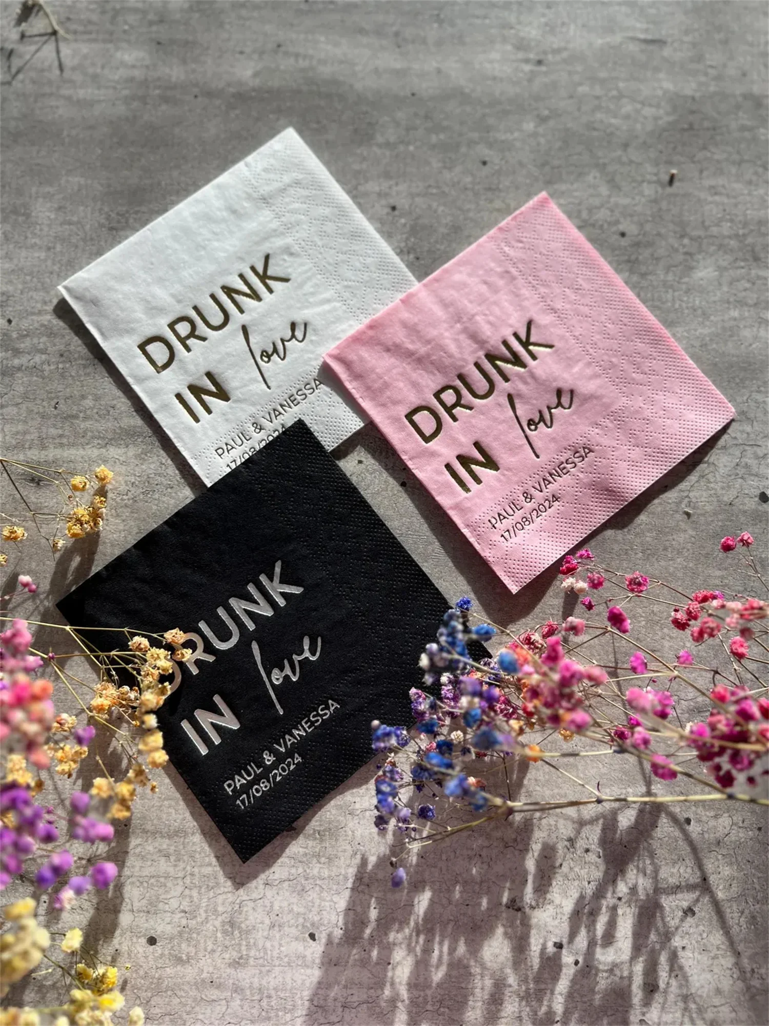 50 PCS Personalized Napkins, Drunk in love, Personalized Napkins, Custom Napkins, Wedding Napkins, Monogramed Napkins, cocktail