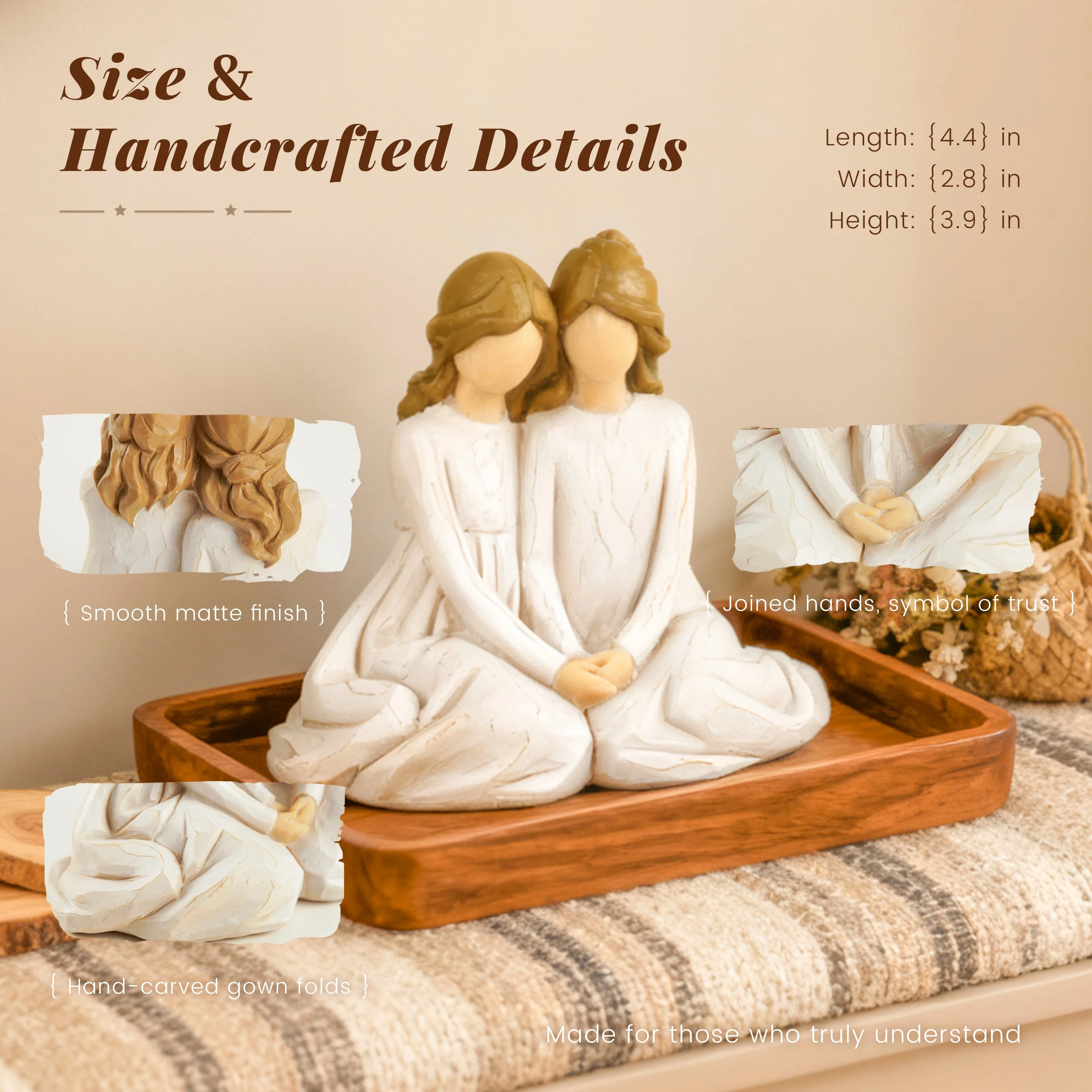Sitting Two Sisters Resin Statue Artistic Hand Painted Figurine Home Tabletop Art Decoration Best Friend Friendship Gift