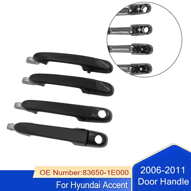 

4Pcs Car Front Rear Left Right Exterior Door Handles For Hyundai Accent 2006 2007 2008 2009 2010 2011 650-1E000 82660-1E000