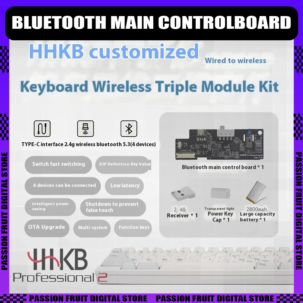 HHKB Capacitive Keyboard Three-mode Wireless Kit Wired To Bluetooth 2.4G Wireless Control With Battery Receiver Customized Kit