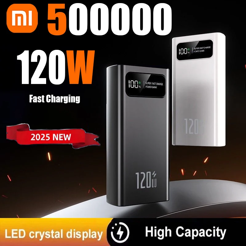 باور بانك Xiaomi 120 وات 50000 مللي أمبير في الساعة، سعة كبيرة، شحن سريع للغاية، بطارية خارجية محمولة مع شاشة رقمية LED لهاتف iPhone