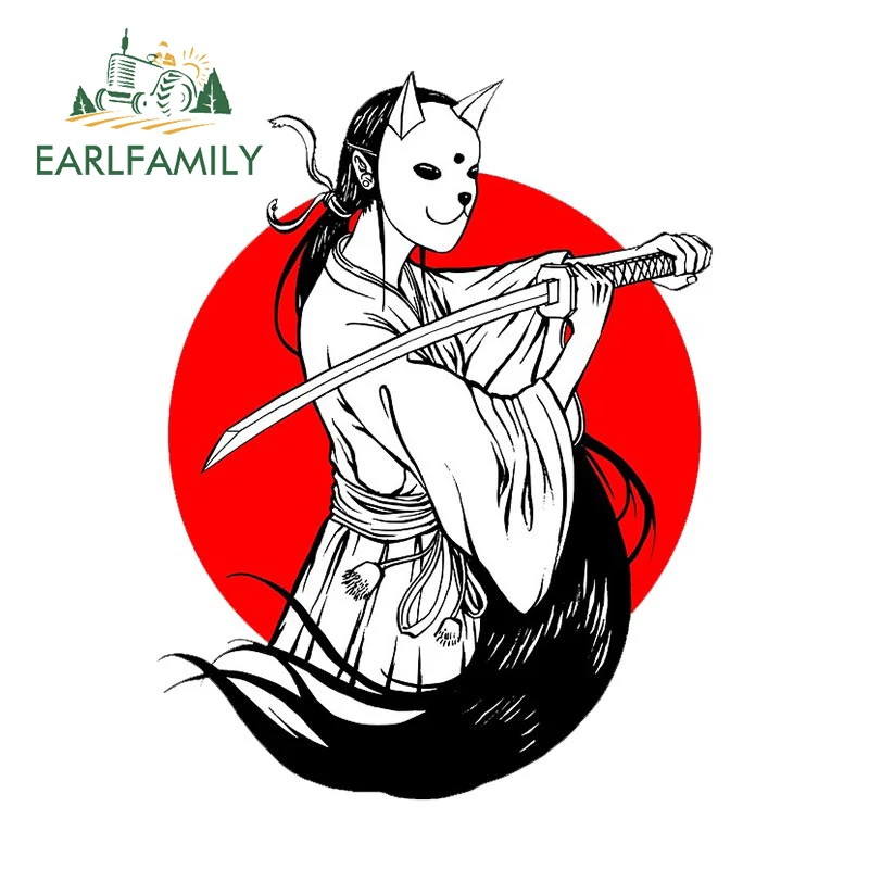 

EARLFAMILY 13cm X 8.7cm For Samurai Sword Car Stickers Occlusion Scratch Bumper Decal VAN Scratch-Proof Windshield Graphics