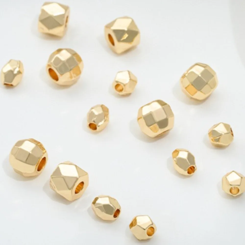 

Медная бусина 14-каратного золота, угловая бусина, прыгающая бусина, сделай сам, аксессуары из бисера ручной работы, браслет, ожерелье, ювелирный материал