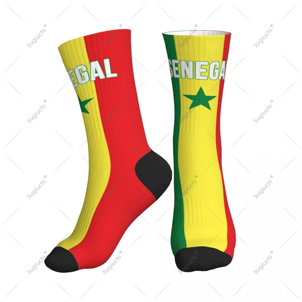 

Полиэстеровые носки до середины икры с 3D принтом флага Сенегала для мужчин и женщин, кавайные носки, уличные носки для скейтборда