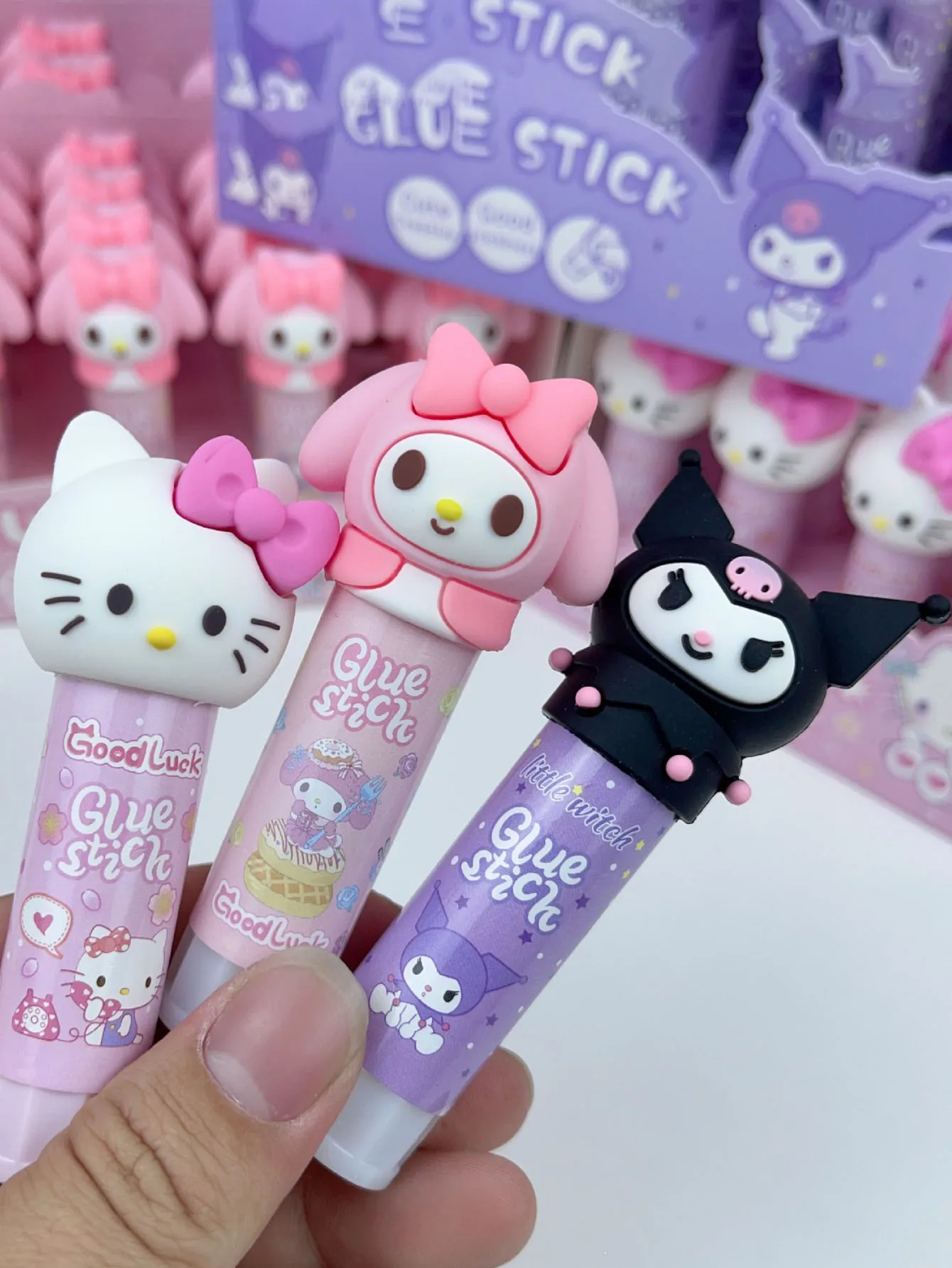 1 unidad de pegamento sólido HelloKittys My Melody Kuromi, bonito manualidades Diy, modelo giratorio, suministros para adolescentes y adultos