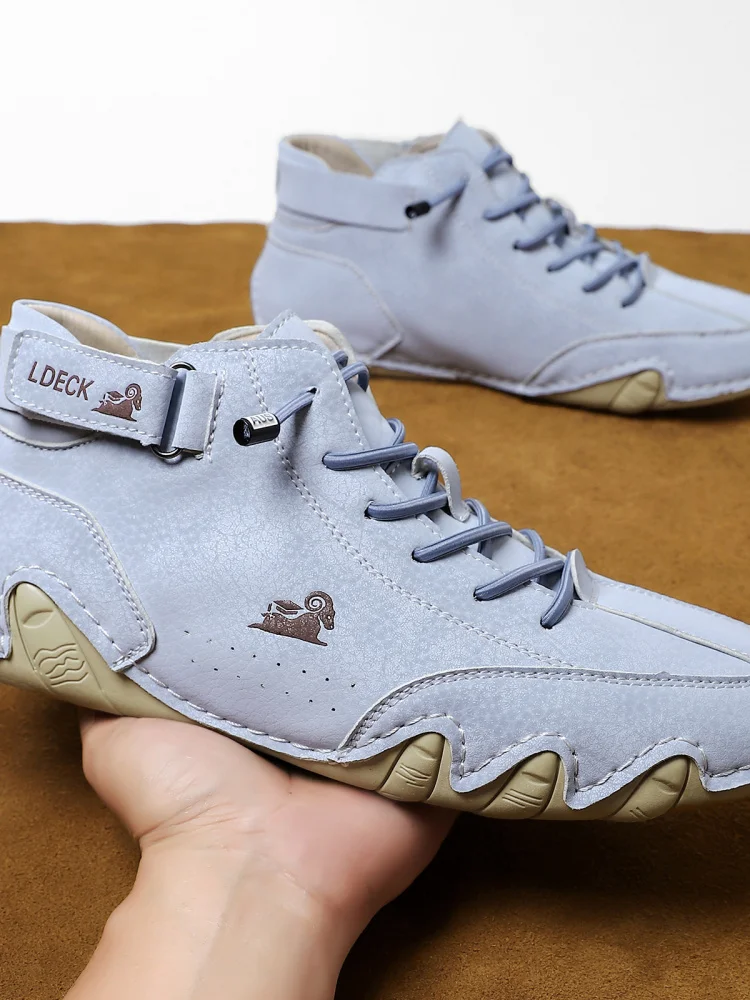 casual-men's-short-boots-spring-summer-trend-octopus-design-ultra-leather-outdoor-leisure-round-toe-rubber-outsole