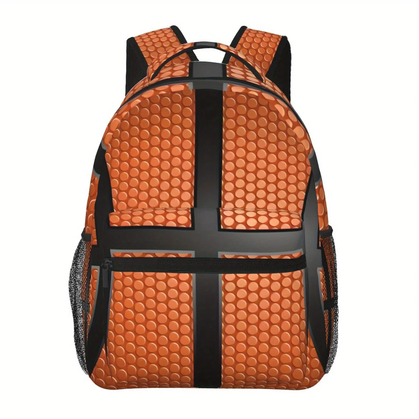 

Large Capacity Basketball Print Backpack - Adjustable Straps, Multiple Pockets, Durable Polyester, Perfect for Commuting