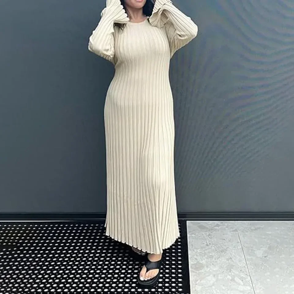 Inverno manga longa bodycon vestidos longos feminino casual solto kintted festa maxi vestido elegante