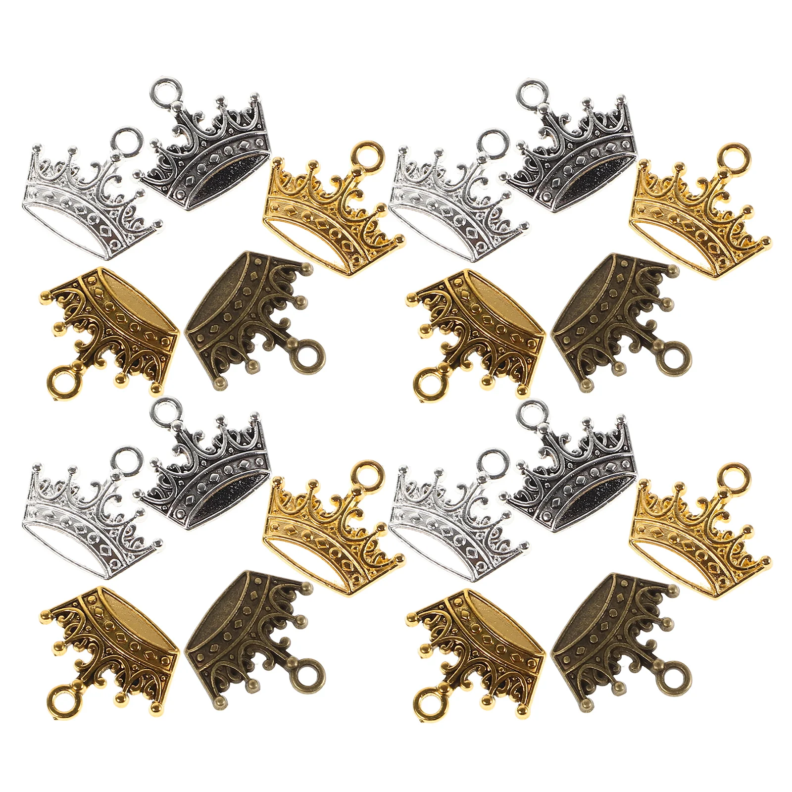 

100pcs Crown Pendant Charms Zinc Alloy Jewelry Accessories for Necklaces Bracelets Keychains Mini Metal Crowns RetroVintage