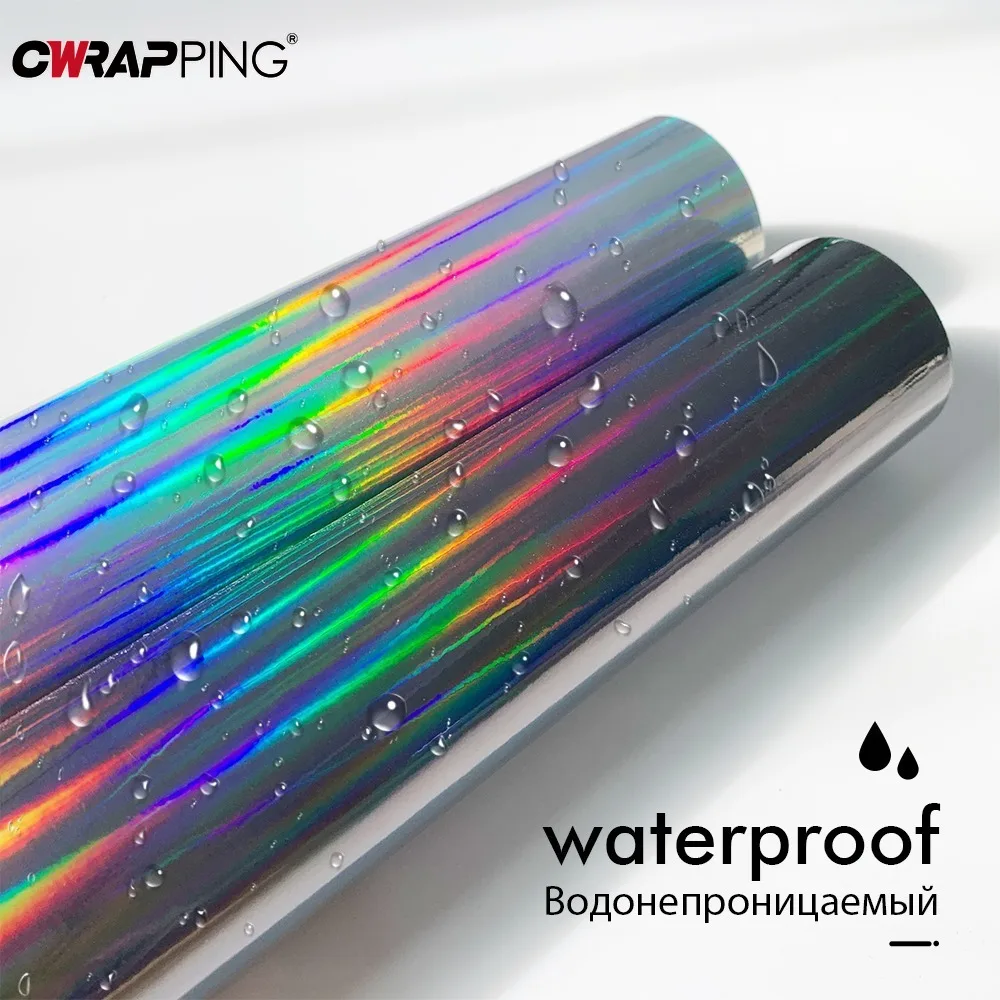 30*100cm Silver Laser Chrome Plating Vinyl Holographic Auto Car Wrap Film Rainbow Car Body Decoration Chrome Sticker Sheet Decal