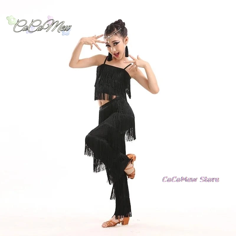 ชุดเต้นรำละตินสำหรับเด็ก, ชุดเดรสมีพู่ขนาดใหญ่พิเศษกางเกงเด็กผู้หญิงชุดแสดงบนเวที