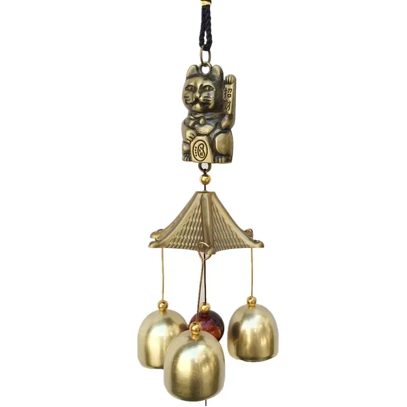 Home Creative Ornaments Metal Copper Door Creative Alloy Wind Chime Pendant Doorbell Pendant Town House Lucky Cat Doorbell