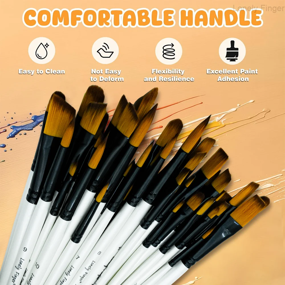 12/48 szt. Różne rozmiary pędzli do malowania akwarelą, akrylem, gwaszem, tuszem i temperą