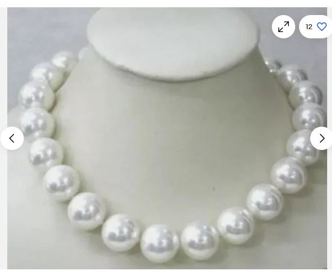 Beautiful Huge Rare 14mm White South Sea Shell Pearl Round Beads Necklace 18