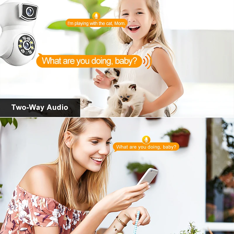 E27 لمبة مزدوجة العدسة كاميرا واي فاي لاسلكية كاملة HD كاميرا مراقبة لاسلكية للرؤية الليلية تتبع السيارات كاميرا تلفزيونات الدوائر المغلقة مراقبة الطفل #4