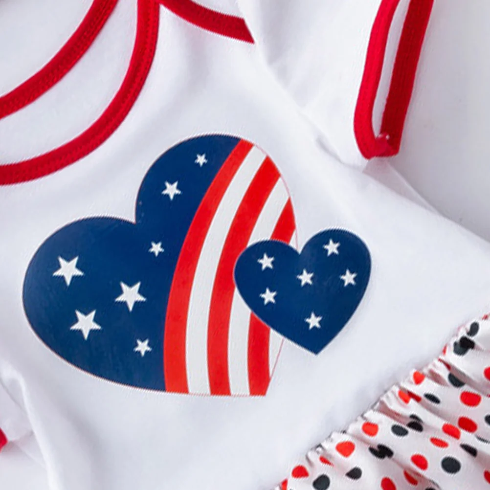 

1Pcs Heart Dress White Size 80 12-24 Month Independence Day Baby Tutu Skirt Cosplay Costume Girl Dress Set Party