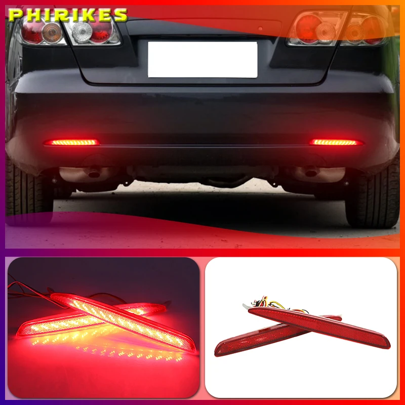 

For Mazda 6 2003-2008 Red Lens LED Rear Bumper Reflector Brake Stop Light Lamps