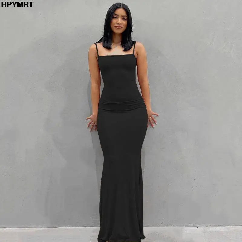 HPYMRT Satin Slip Maxi Dress Black 7