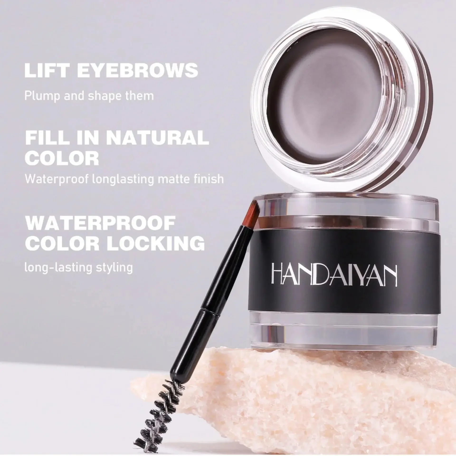 Waterproof 2 in 1 Eyebrow Cream Styling Wax Pomade 3D Natural Look Enhancer Tint Gel With Brushes Cosmetics
