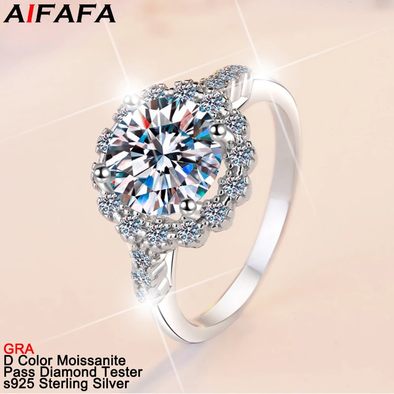 2 Carat D Color Moissanite Diamond Women Rings Luxury s925 Silver Moissanite Wedding Ring Fine Jewelry