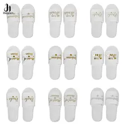 1 Pair Bride Shower Bride Wedding Decoration Bridesmaid Hen Party Spa Soft Slippers Ladies Bachelorette Party Supplies Gift