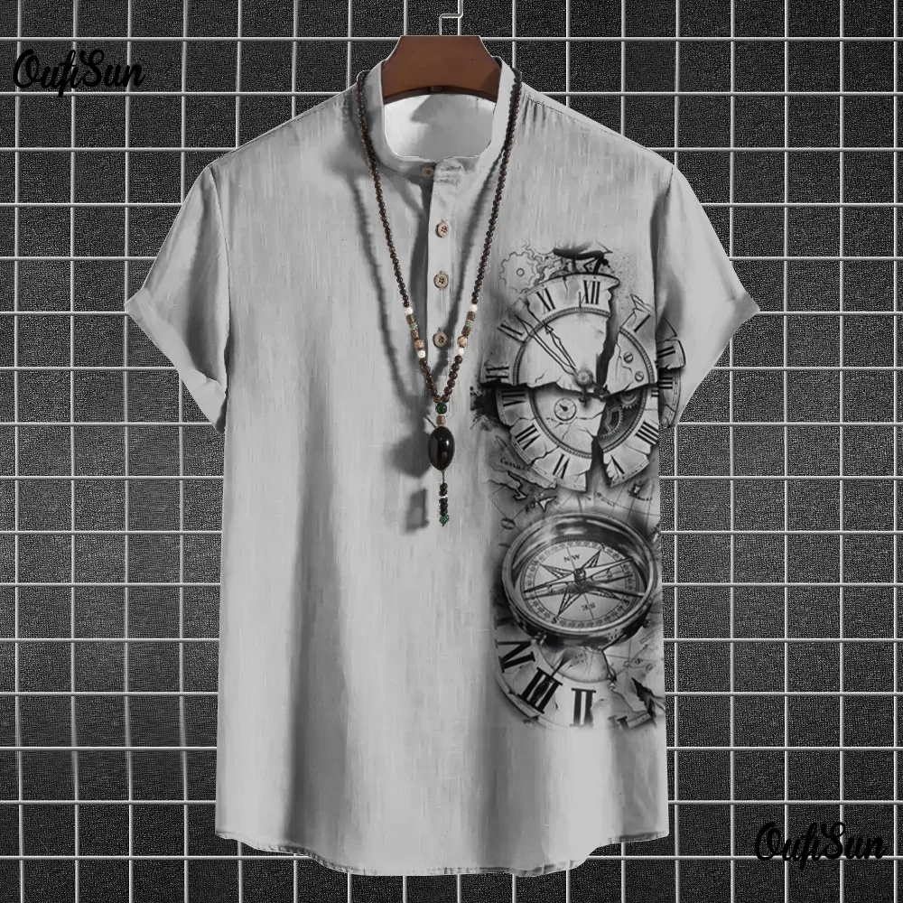 Anchor Shirts For Men T-shirts Short Sleeve Tops Navigation Graphic Clothing Streetwear V-Neck Pullovers Summer Men's Shirt Tees